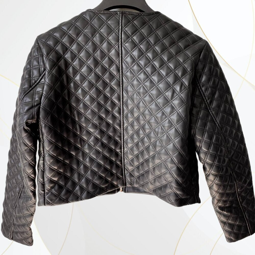 NWT Jason Wu Quilted Faux Leather Zip Front Jacket - Picture 11 of 12